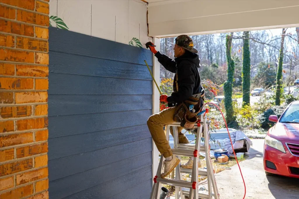 Professional installing new siding